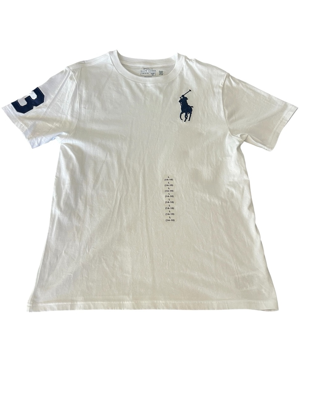 Polo NWOT  Polo Ralph Lauren Boys Big Pony Cotton Jersey T-shirt White 14-16